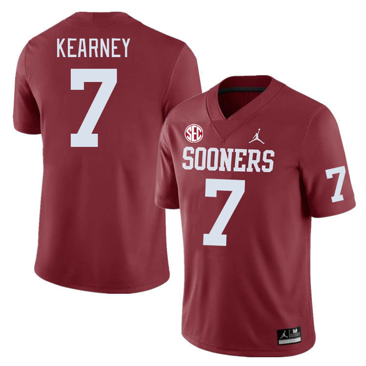 Men #7 Zion Kearney Oklahoma Sooners 2024 SEC Conference College Football Jerseys-Crimson